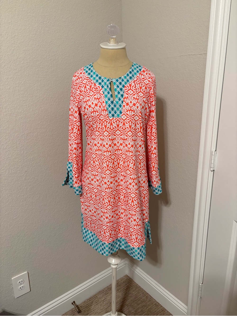Women's Coral & Teal Swim Coverup Tunic